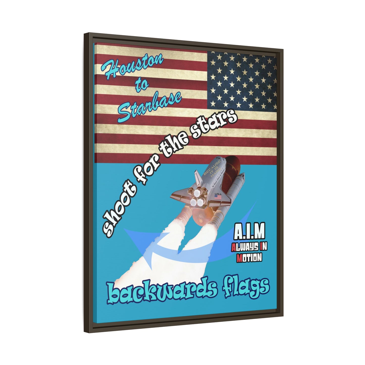 shoot for the stars - framed canvas art (turquoise)