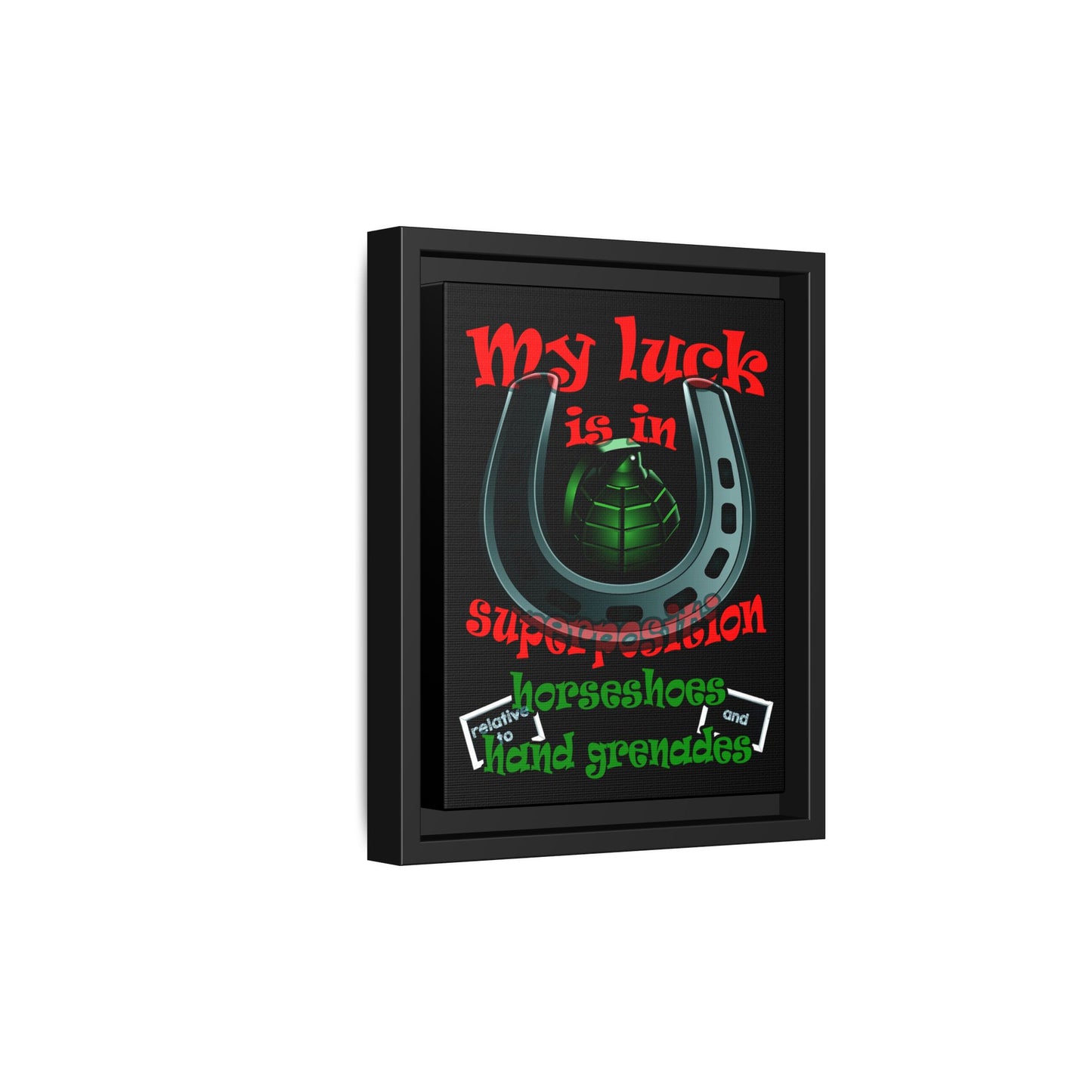 my luck - framed canvas art (black)