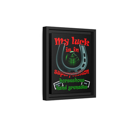 my luck - framed canvas art (black)