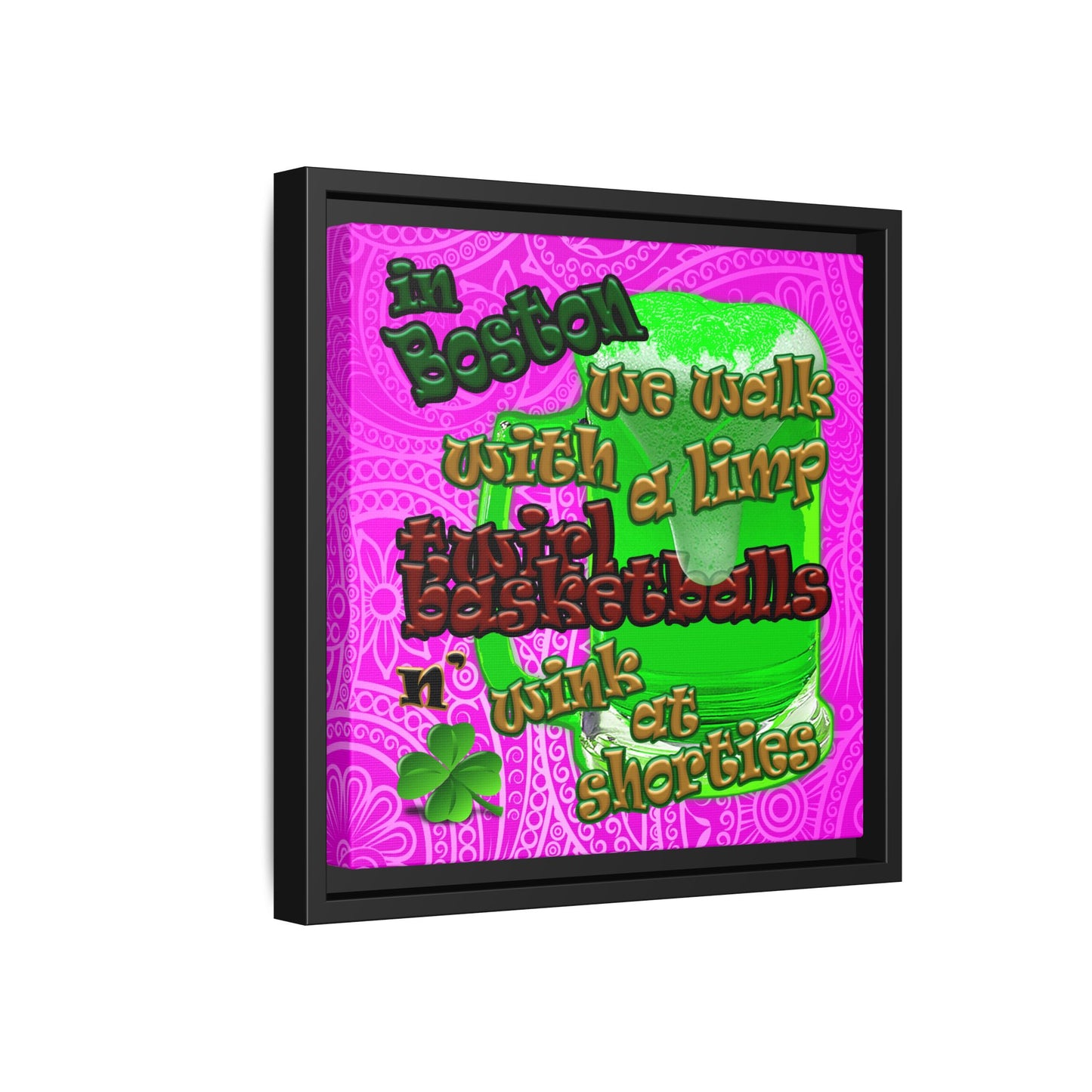 celtics logo - framed canvas art (pink swirl)