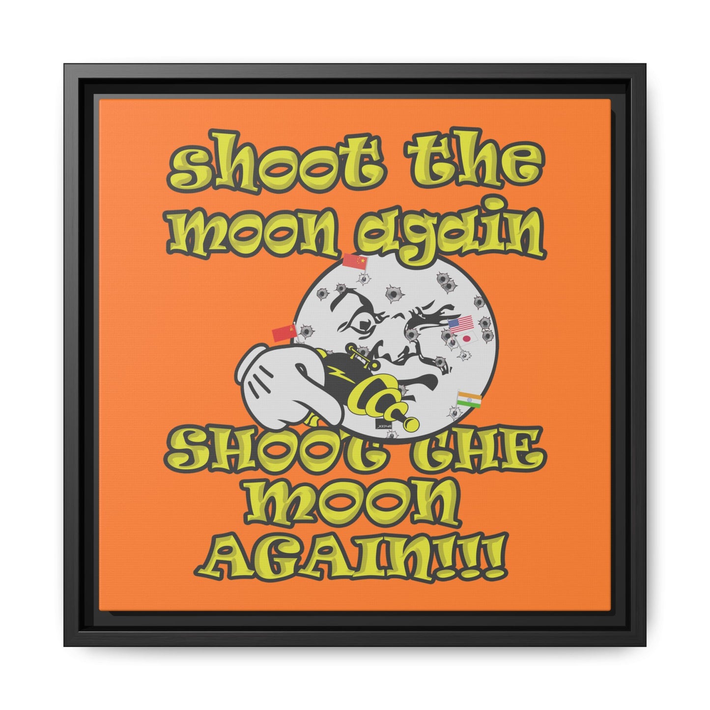 shoot the moon again - framed canvas art (crusta)