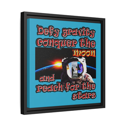 defy conquer reach - framed canvas art (turquoise)