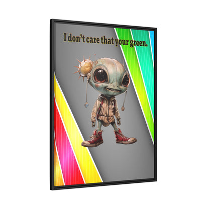 I don't care that your green - framed canvas art (rainbow split)