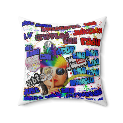 drop the beat - Spun Polyester Square Pillow - (white)
