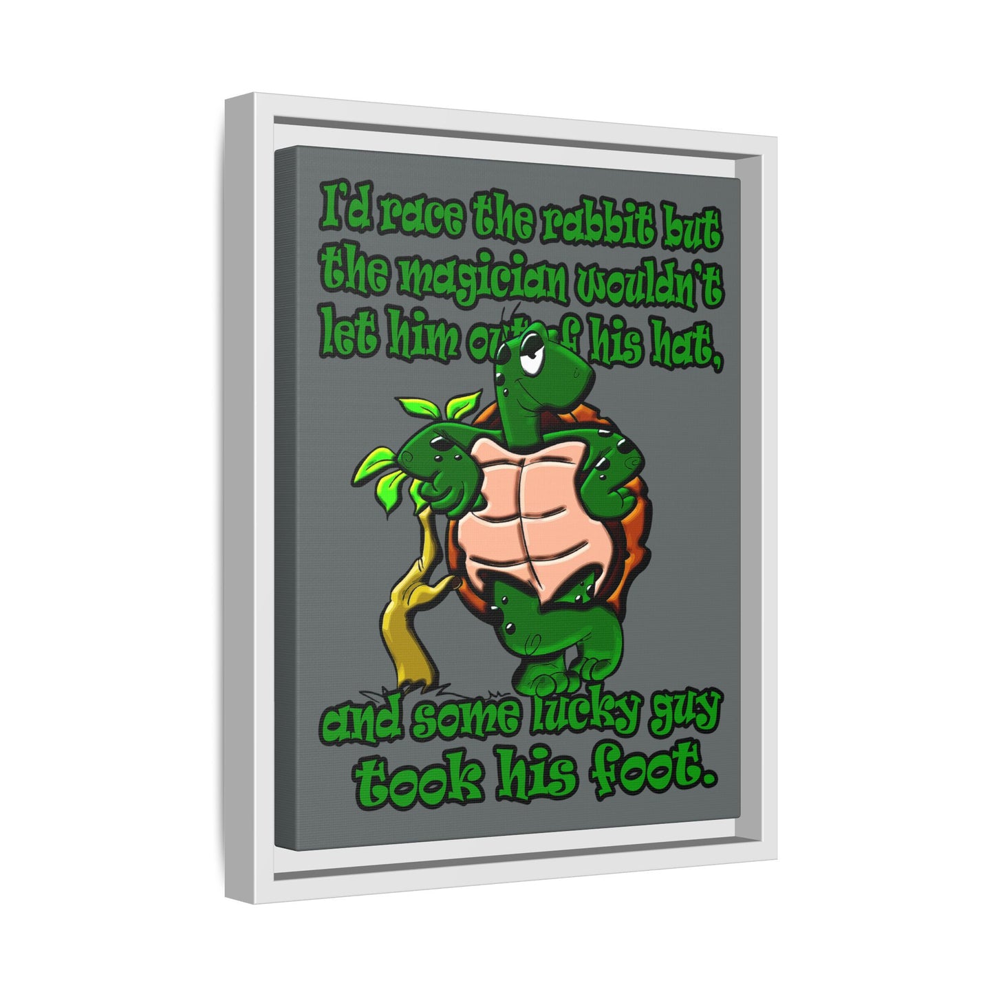 turtle race - framed canvas art (dark grey)