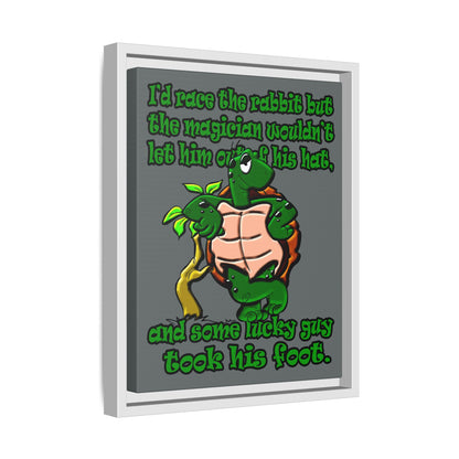 turtle race - framed canvas art (dark grey)