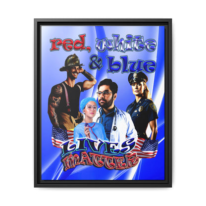 rw&b lives matter - framed canvas art (blue-white wave)