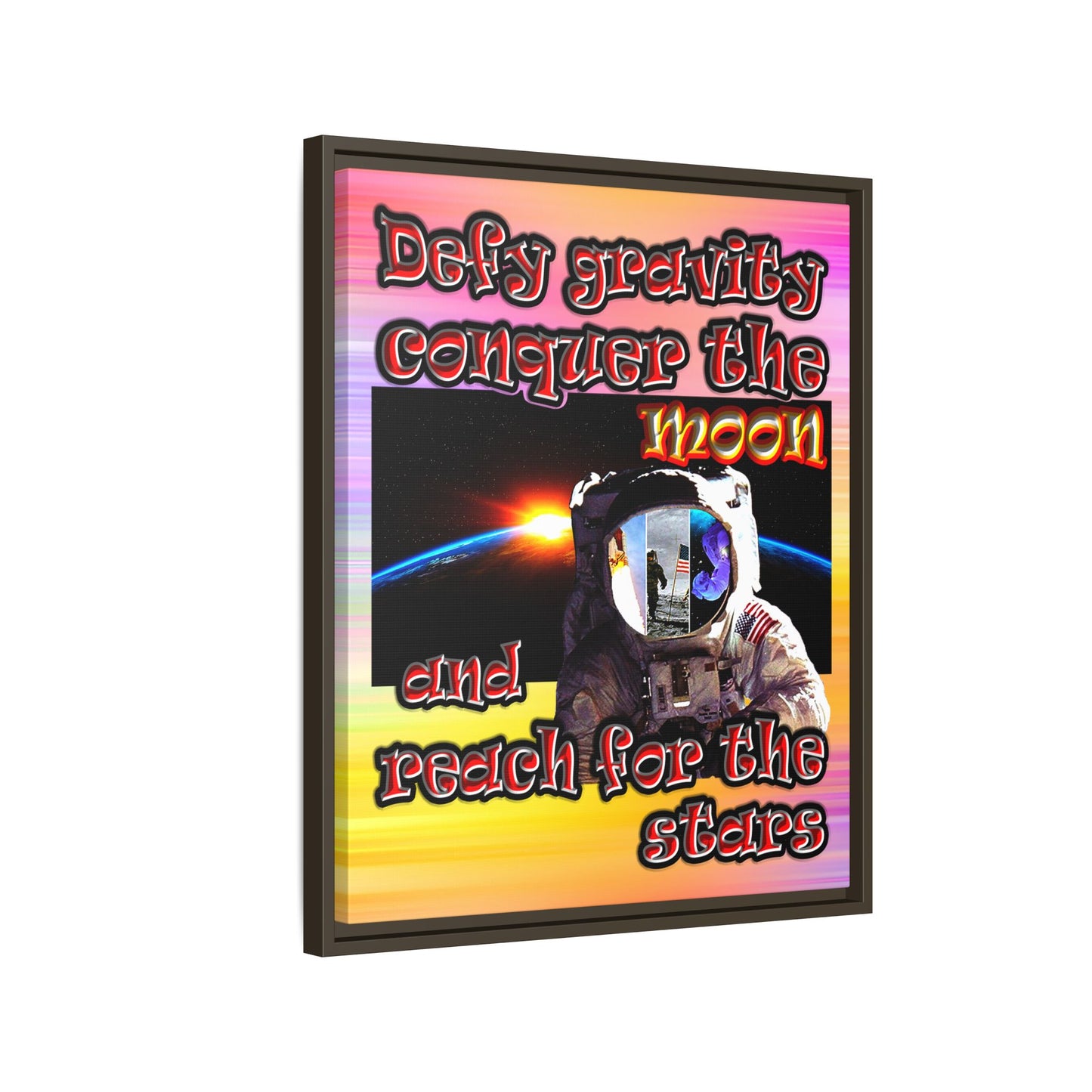 defy conquer reach - framed canvas art (color blur)