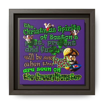 christmas spirits of boston - framed canvas art (purple)