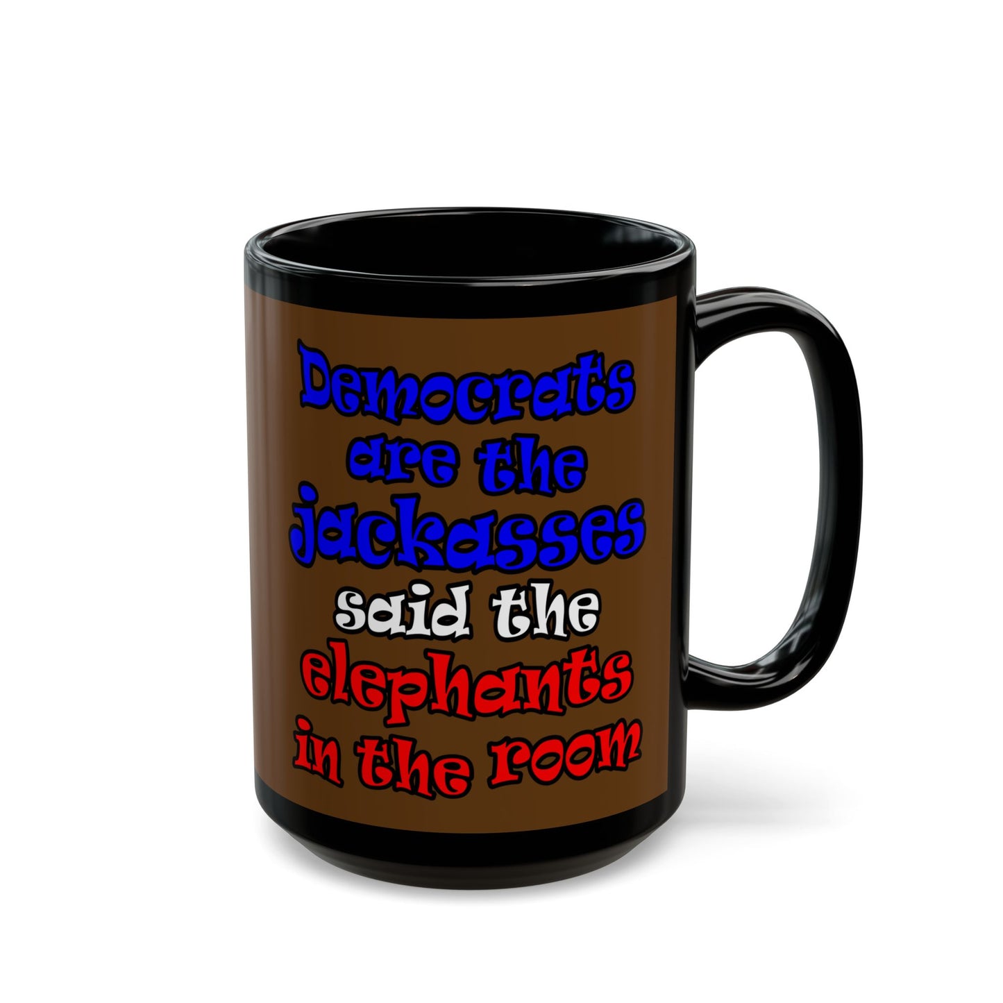 donkeys and elephants - Black Mug (brown)
