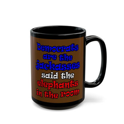 donkeys and elephants - Black Mug (brown)