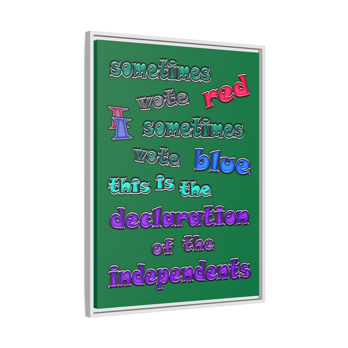 declaration of the independents - framed canvas art (dark green)