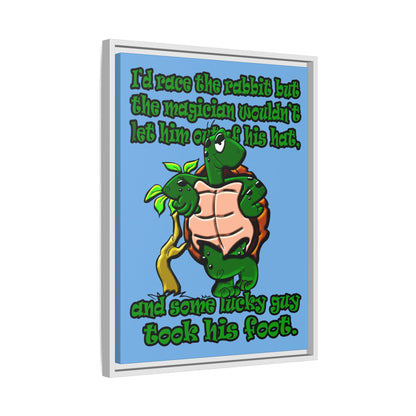 turtle race - framed canvas art (light blue)