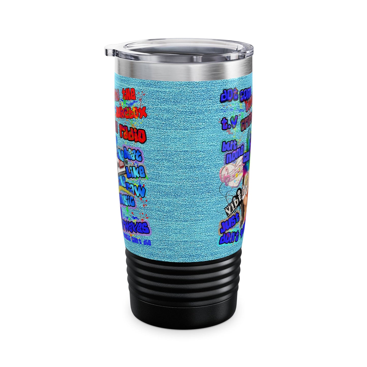 drop the beat - Ringneck Tumbler, 20oz  (faded blue)