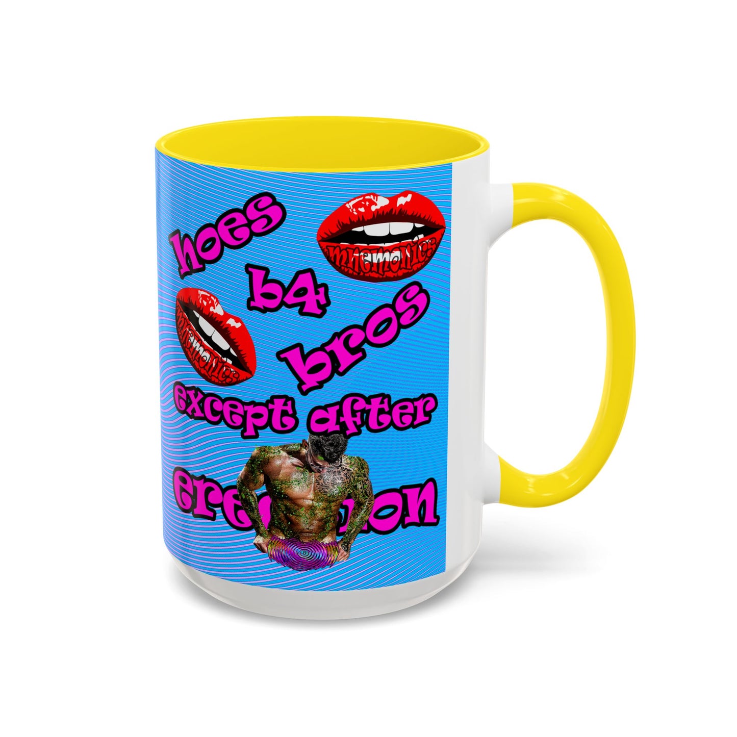 hoes b4 bros - Accent Mug (light blue-purple wave)