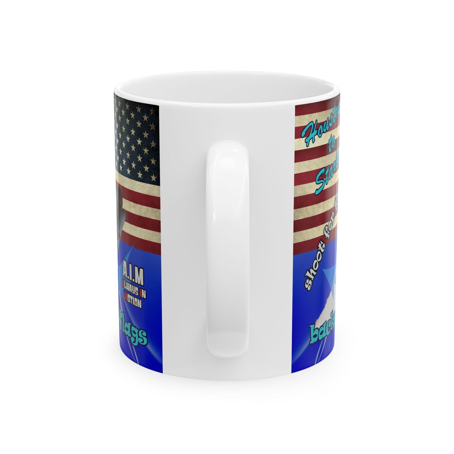 shoot for the stars - White Mug (blue-white wave)