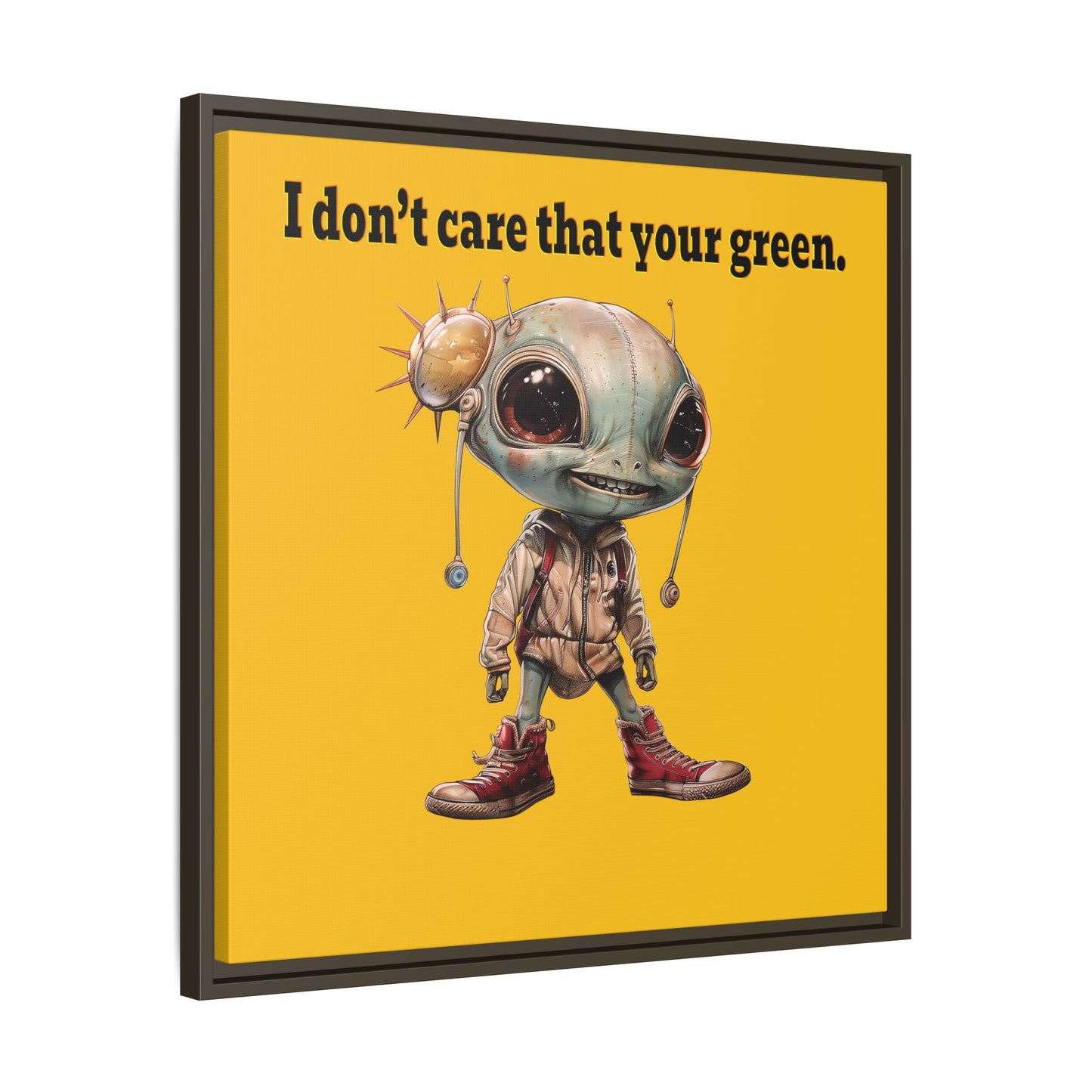 I don't care that your green - framed canvas art (yellow)