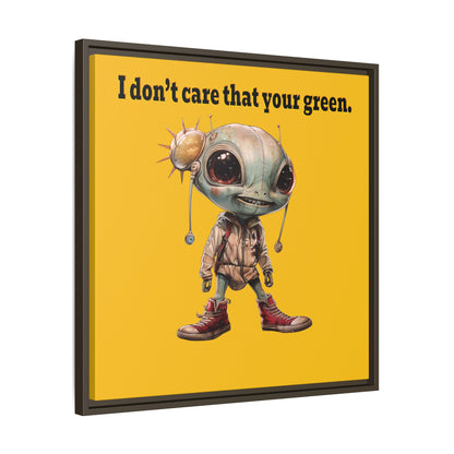 I don't care that your green - framed canvas art (yellow)