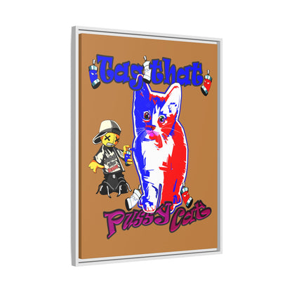 tag that - framed canvas art (light brown)