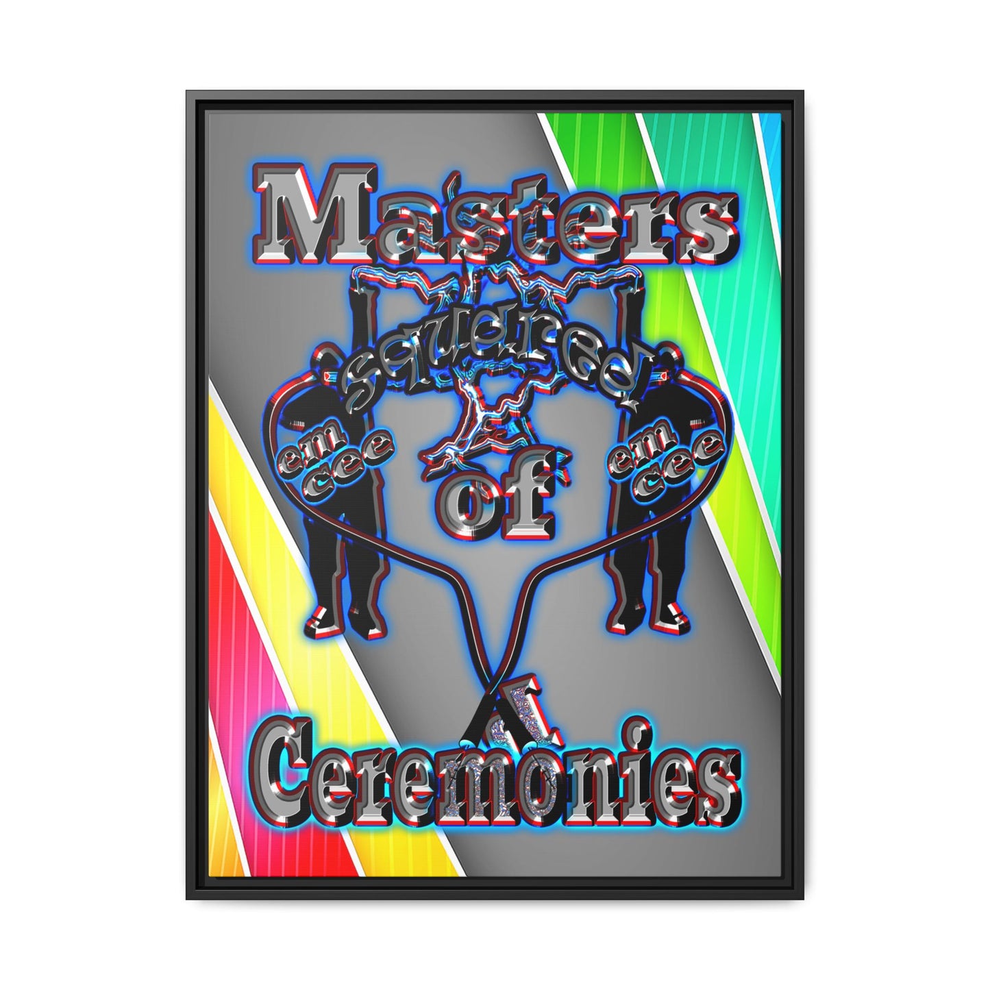 em cee squared - framed canvas art (rainbow split)