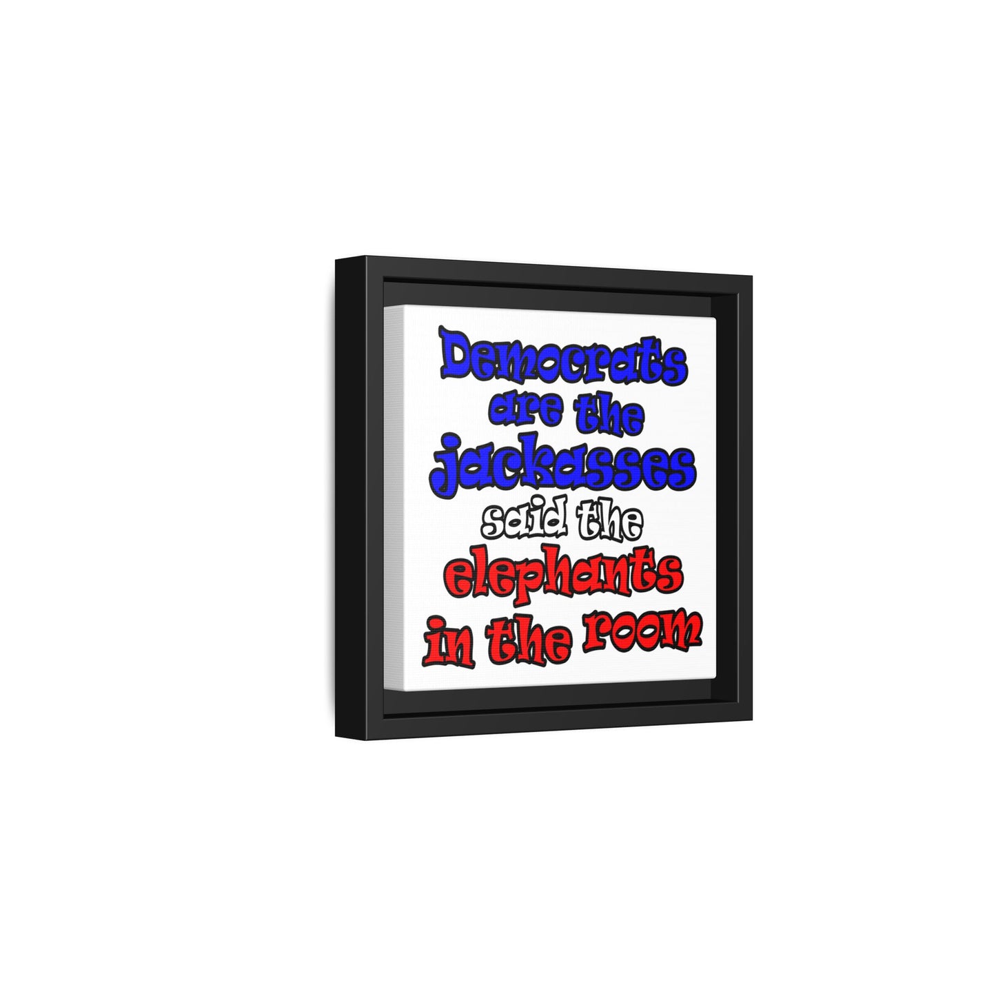 donkeys and elephants - framed canvas art (white)