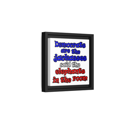 donkeys and elephants - framed canvas art (white)