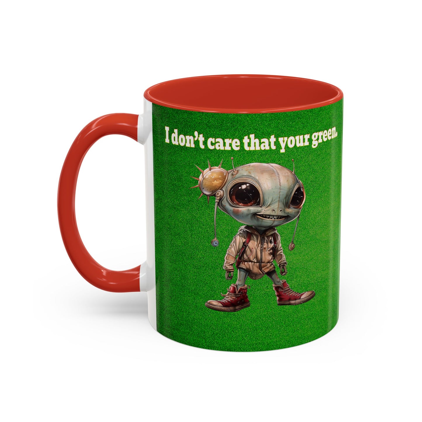 I don't care that your grey - Accent Mug (green turf)