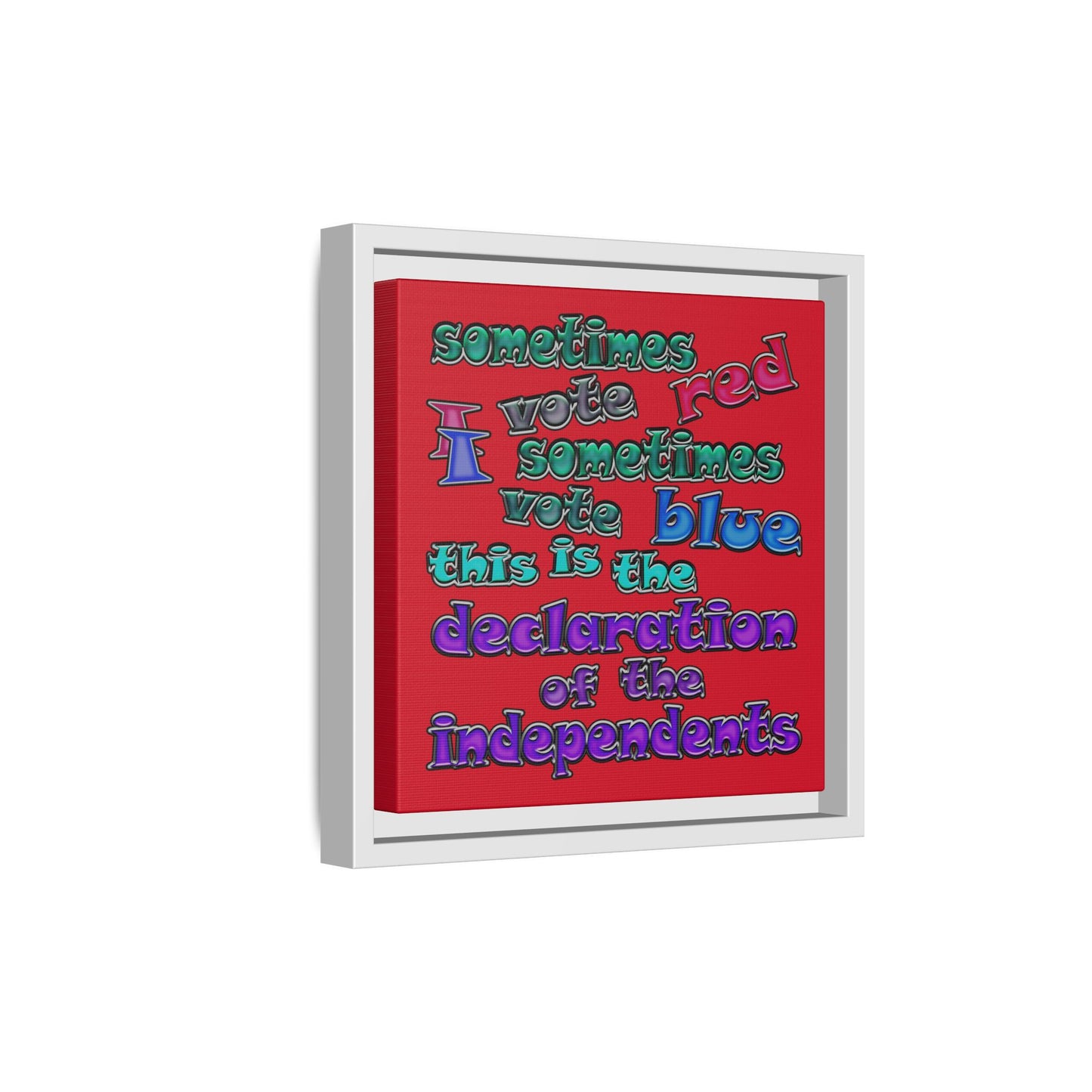 declaration of the independents - framed canvas art (dark red)