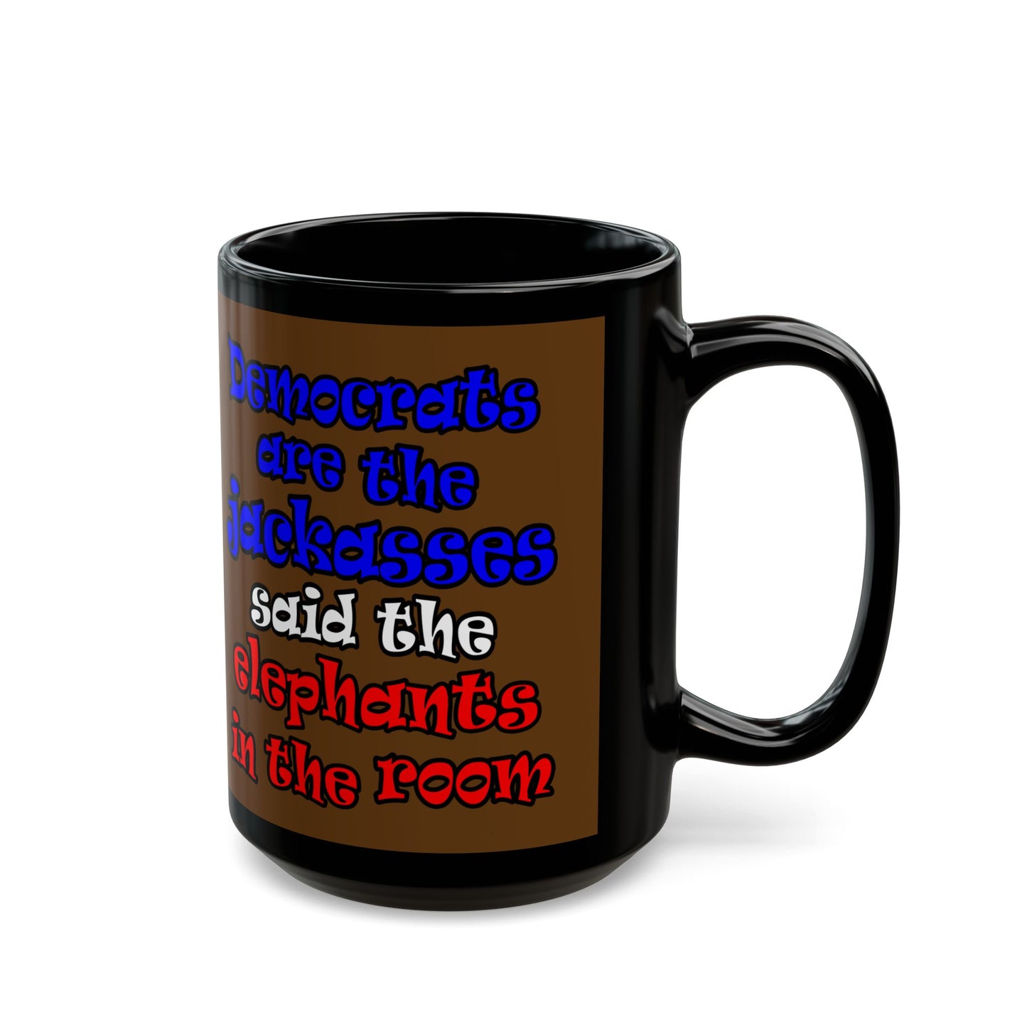 donkeys and elephants - Black Mug (brown)