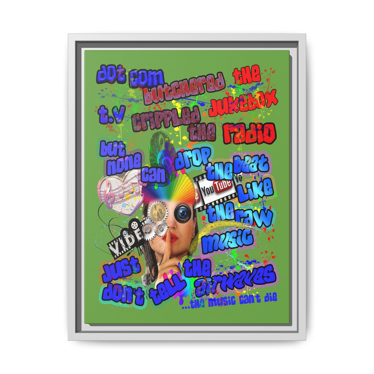 drop the beat - framed canvas art (green)
