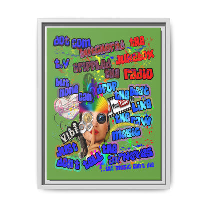 drop the beat - framed canvas art (green)
