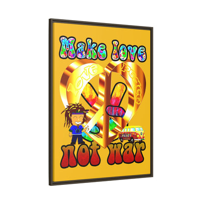 love peace - framed canvas art (yellow)