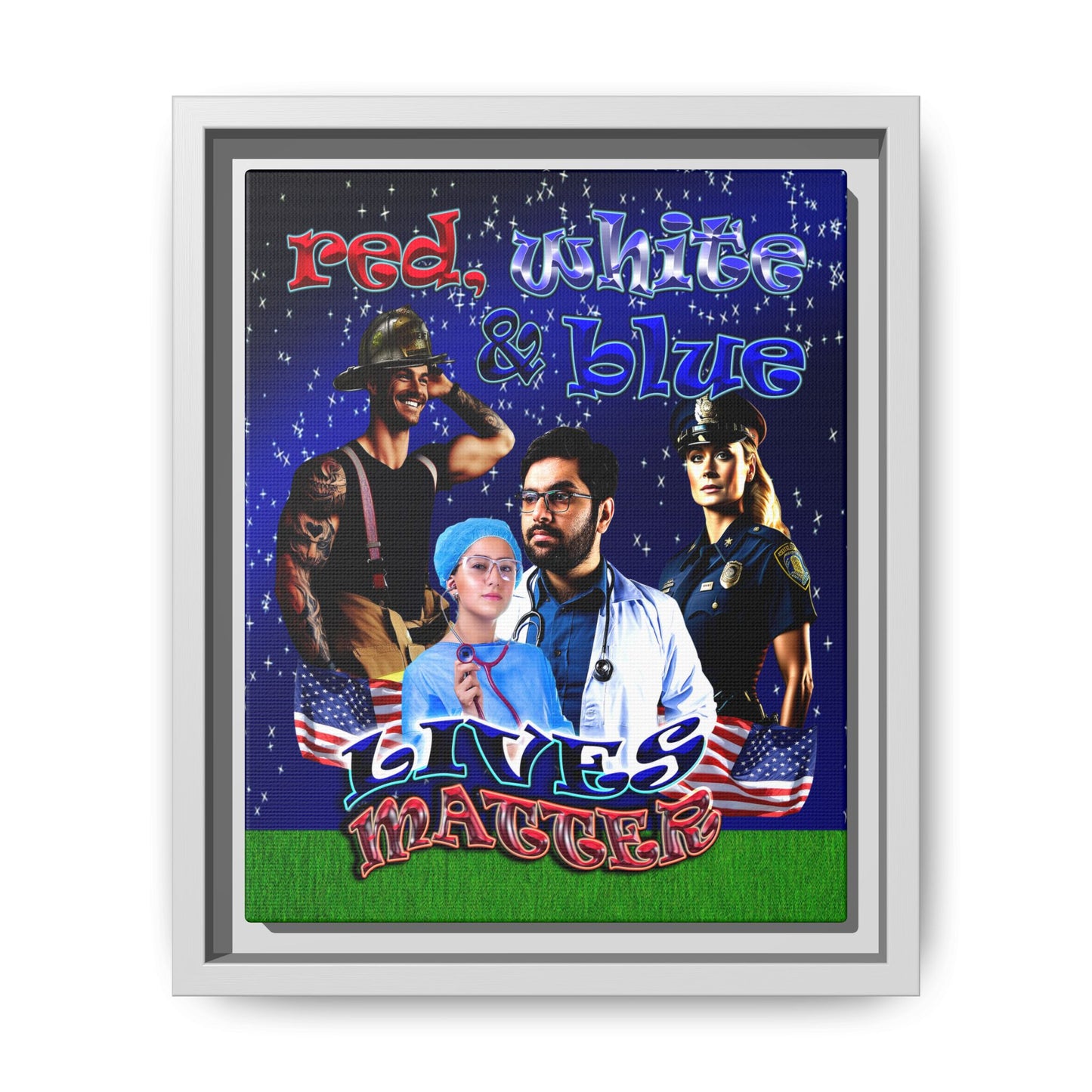 rw&b lives matter - framed canvas art ('snoops' background)