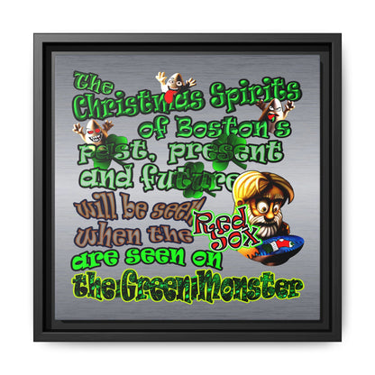 christmas spirits of boston - framed canvas art (brushed nickel)