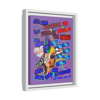 drop the beat - framed canvas art (light purple)
