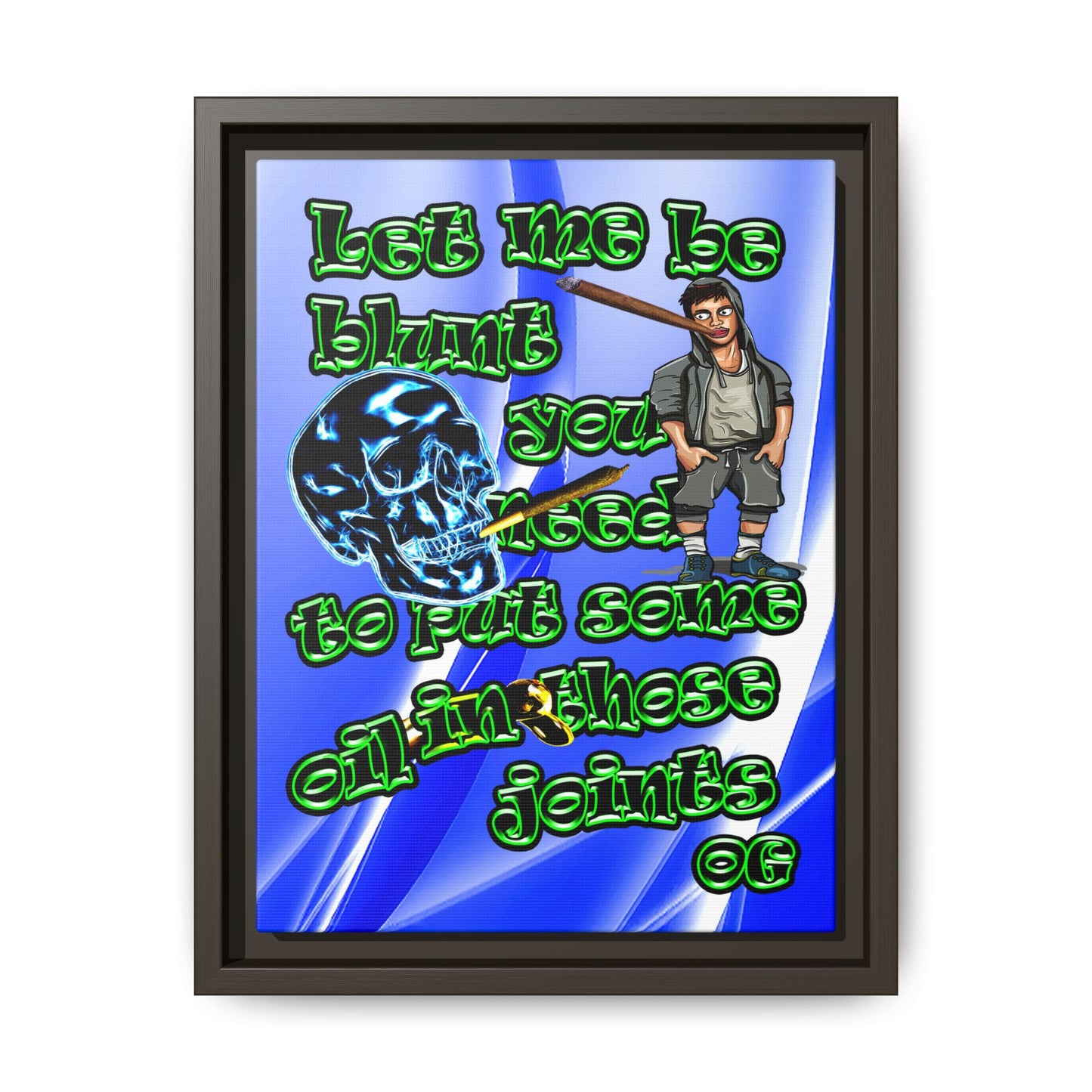 og - framed canvas art (blue-white wave)