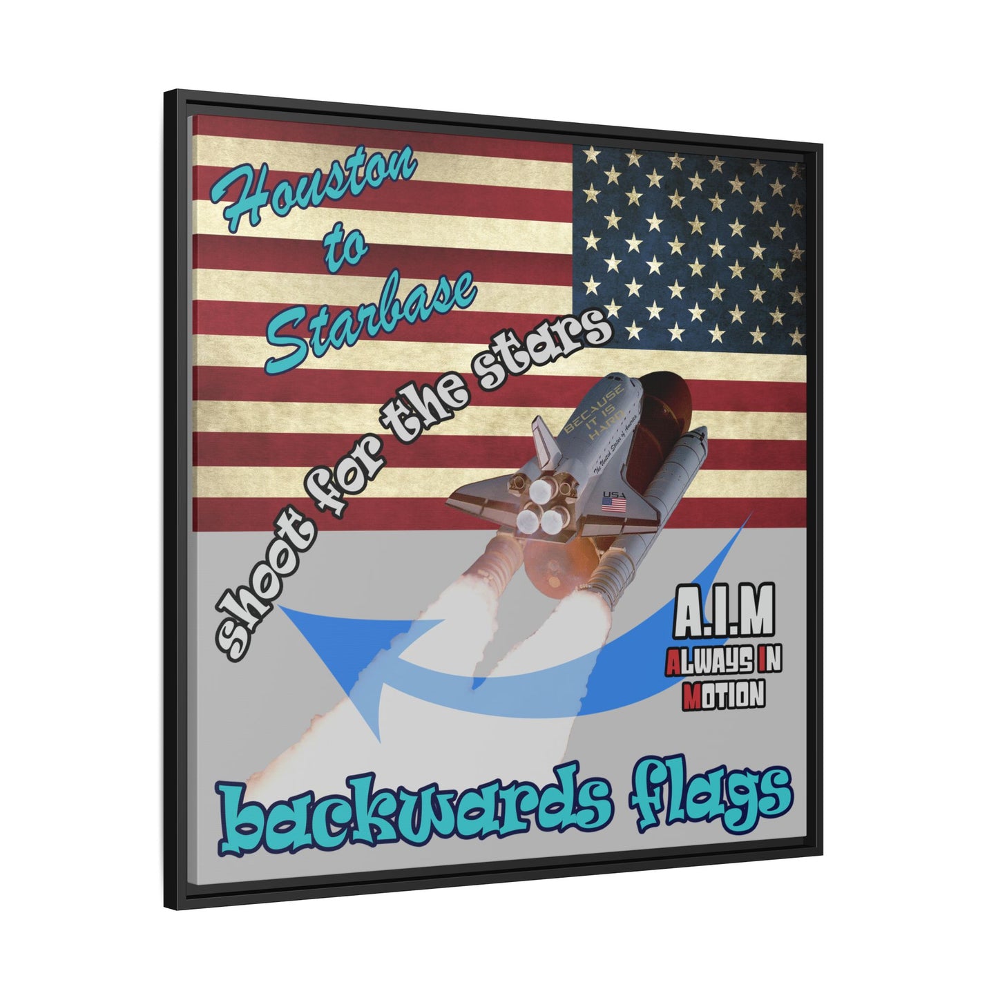 shoot for the stars - framed canvas art (light grey)
