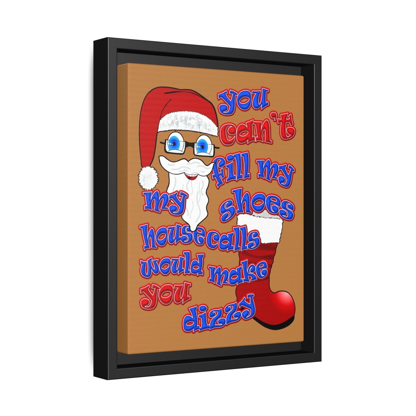 santa's shoes - framed canvas art (light brown)