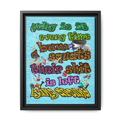 the bum's shit - framed canvas art (faded blue)