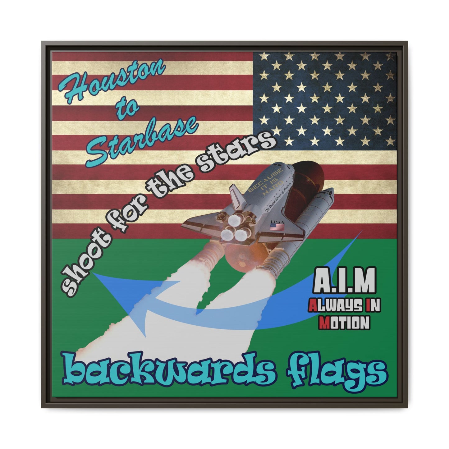 shoot for the stars - framed canvas art (dark green)
