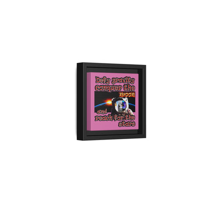 defy conquer reach - framed canvas art (light pink)