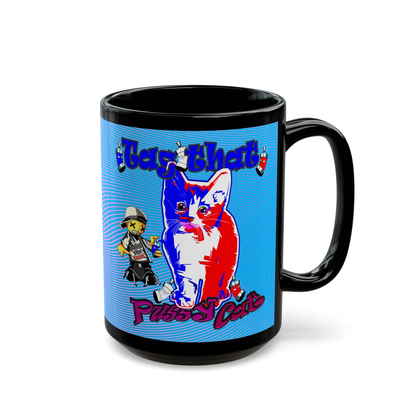 tag that - Black Mug (light blue-purple wave)