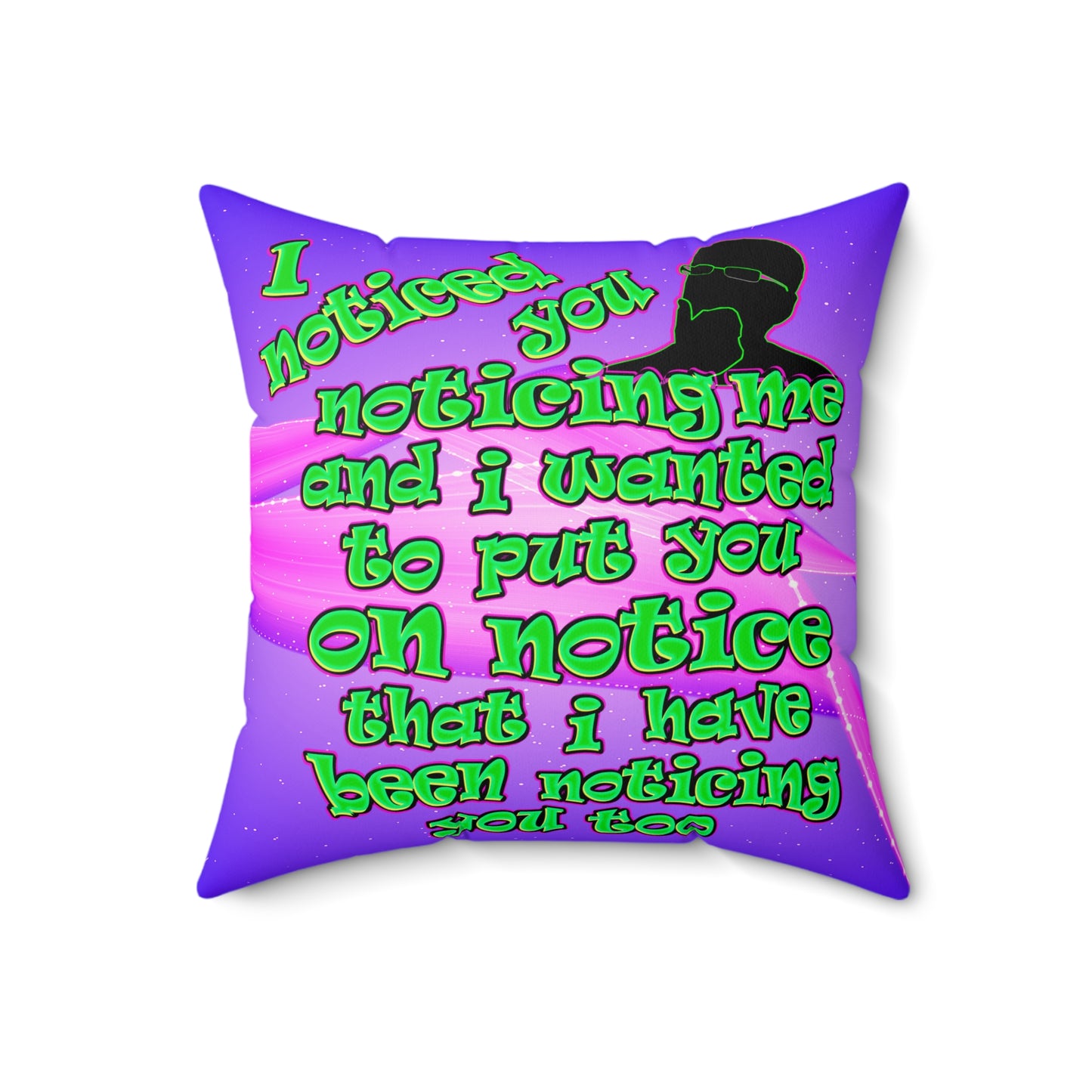 noticed you noticing - Faux Suede Square Pillow - (purple-pink wave)
