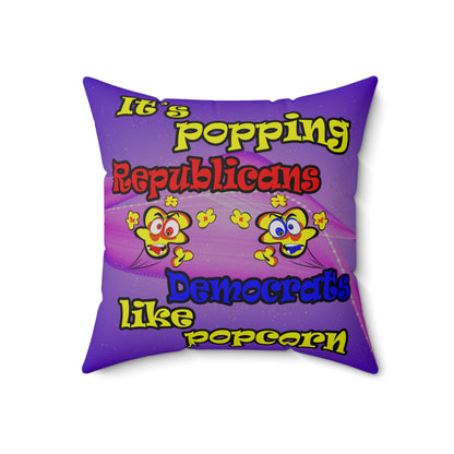 popping like popcorn - Spun Polyester Square Pillow - (purple-pink wave)