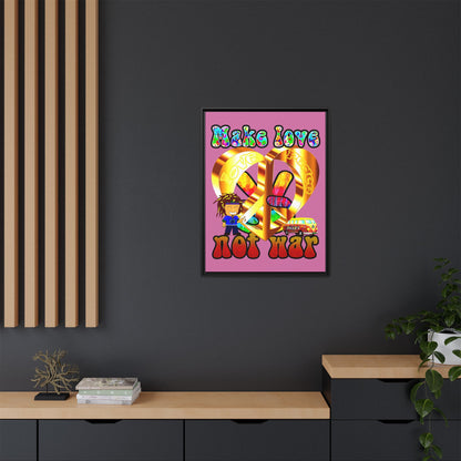 love peace - framed canvas art (light pink)
