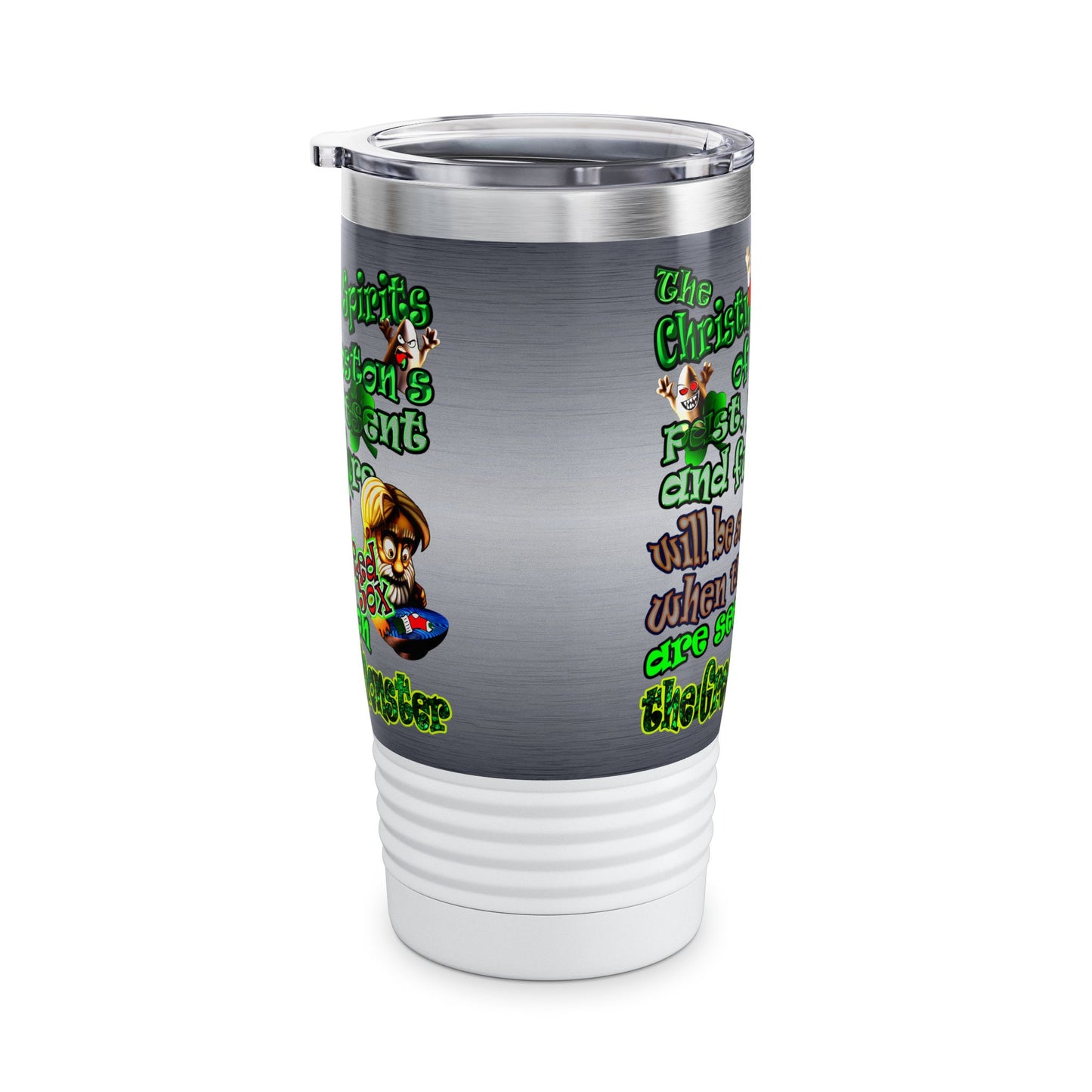 christmas spirits of boston - Ringneck Tumbler, 20oz (brushed nickel)