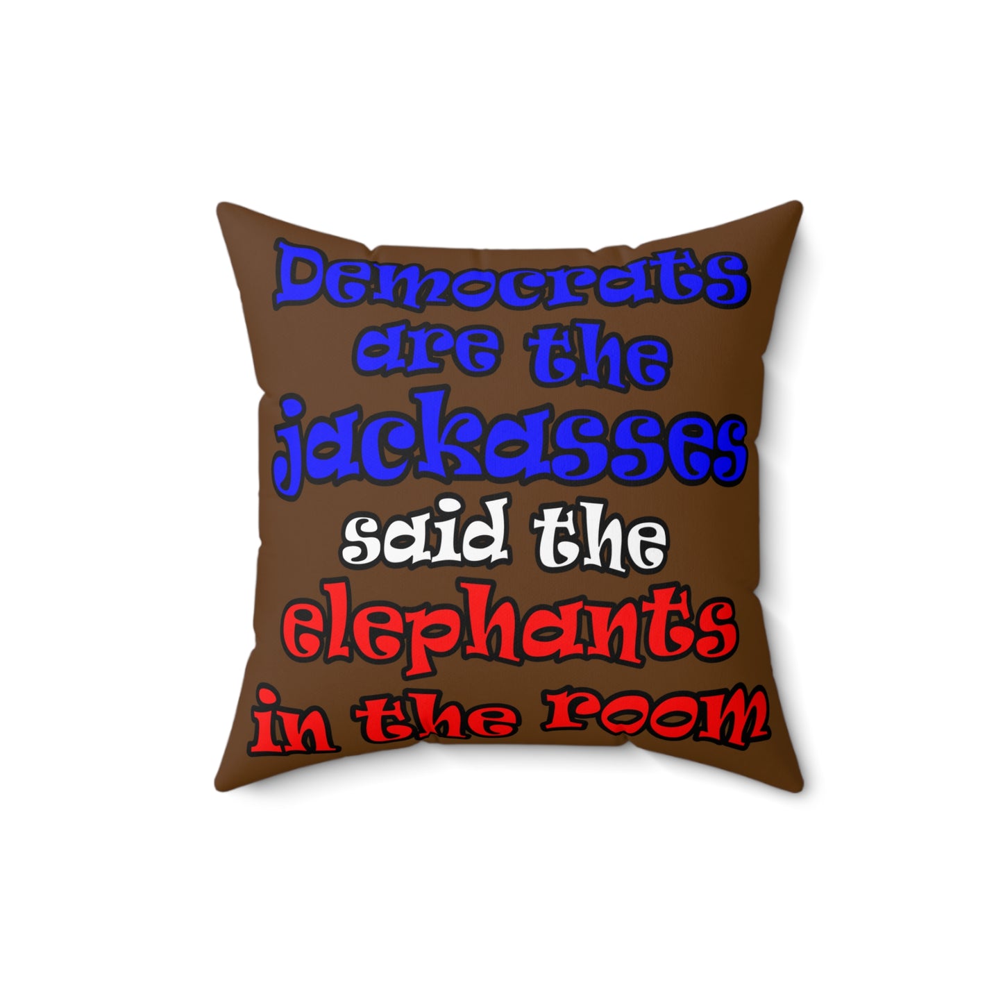 donkeys and elephants - Spun Polyester Square Pillow - (brown)