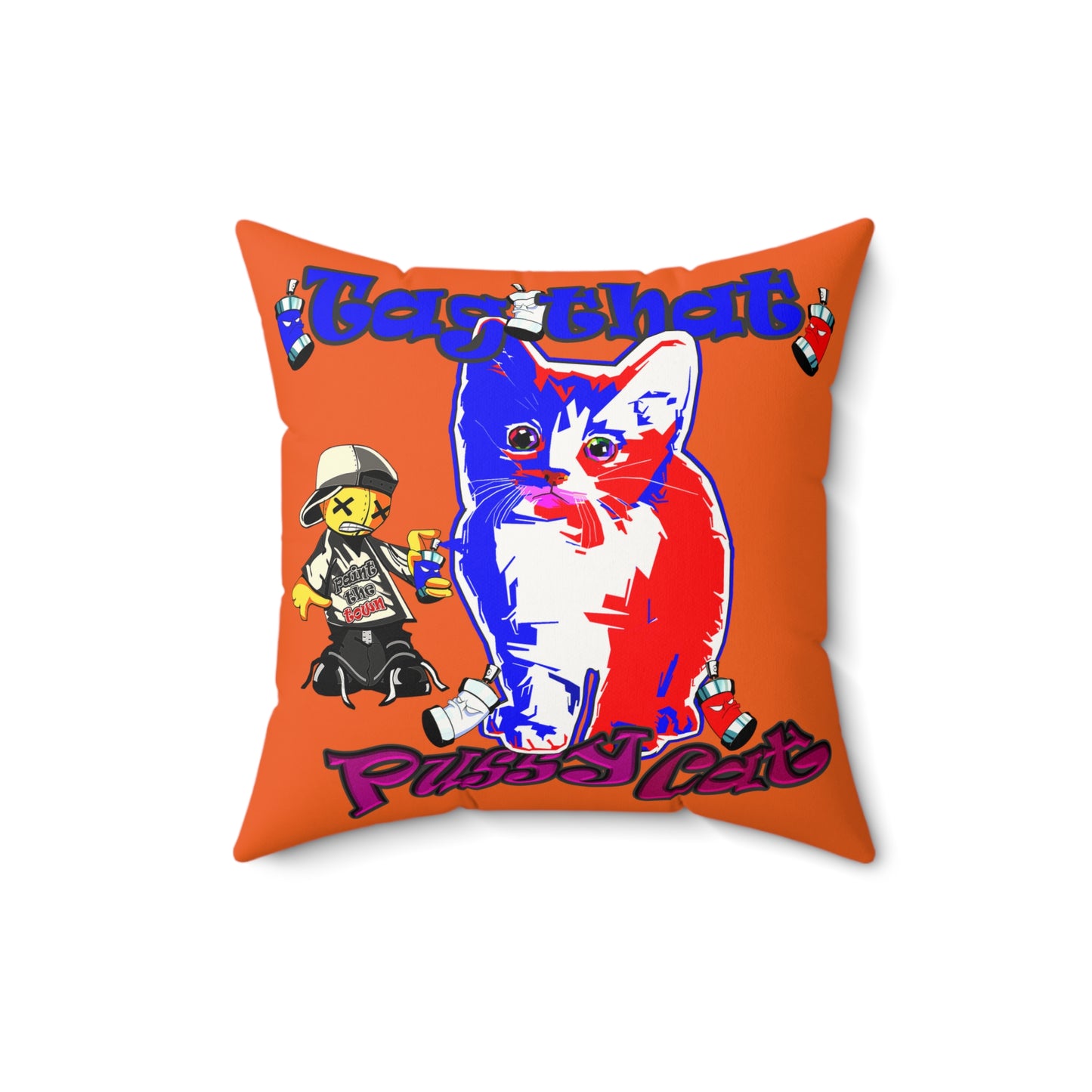 tag that - Faux Suede Square Pillow - (orange)