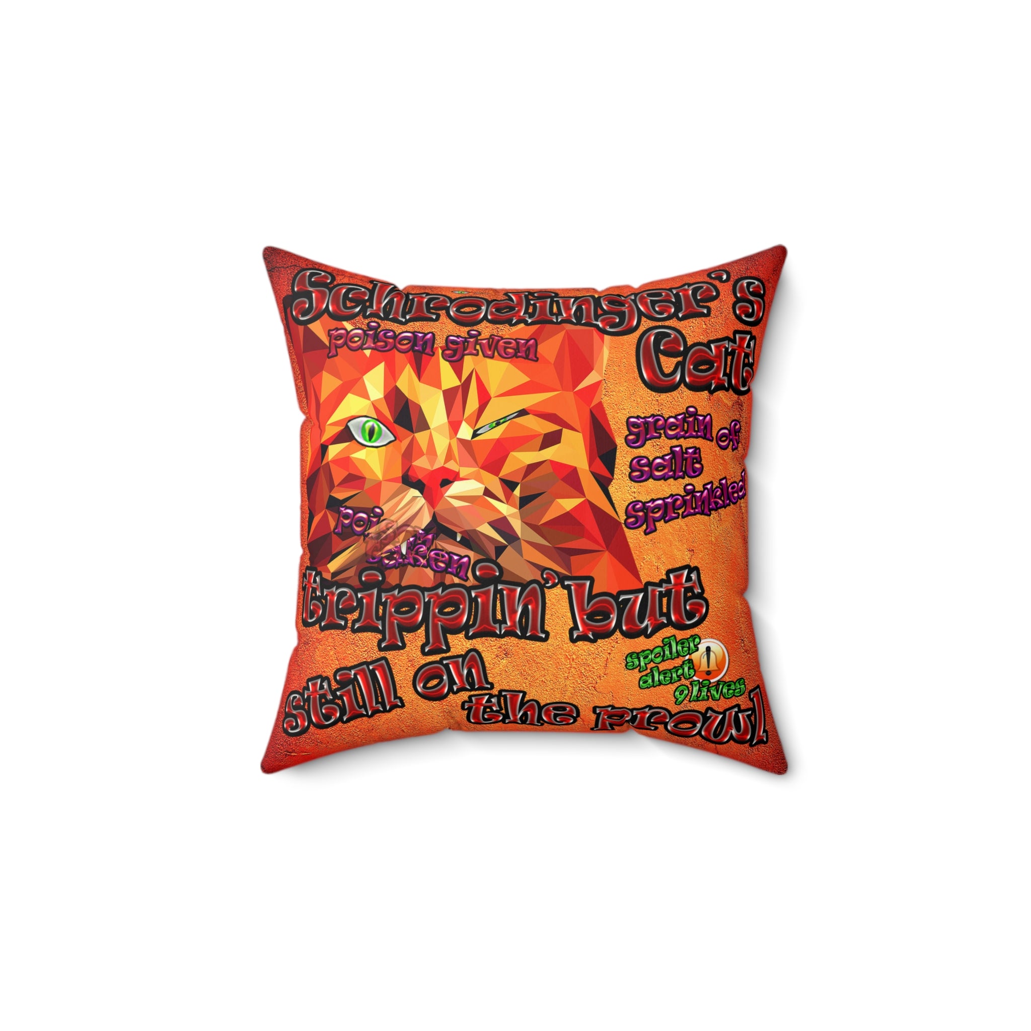 schrodinger's cat - Faux Suede Square Pillow - (burnt orange)