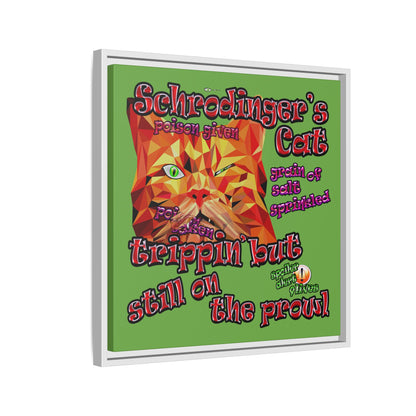 schrodinger's cat - framed canvas art (green)